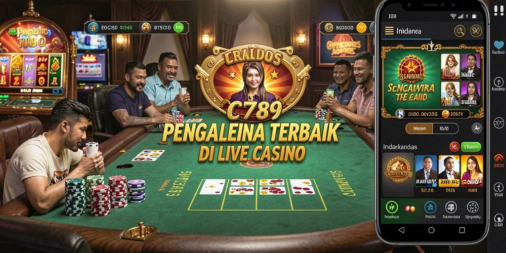 Gameplay Live Casino C789 menampilkan dealer cantik dan meja yang menarik.