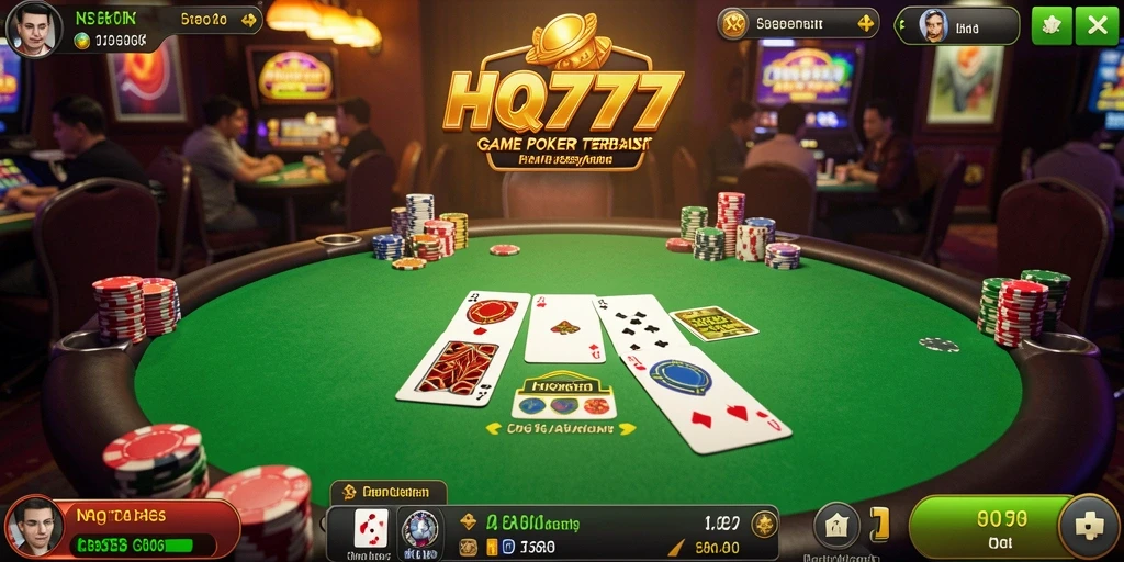Screenshot gameplay HQ777 menunjukkan keseruan bermain Poker.