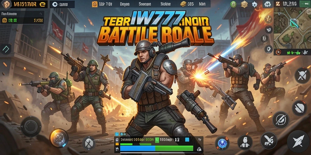 Tampilan gameplay mendebarkan dari IW777 dalam pertarungan Battle Royale.