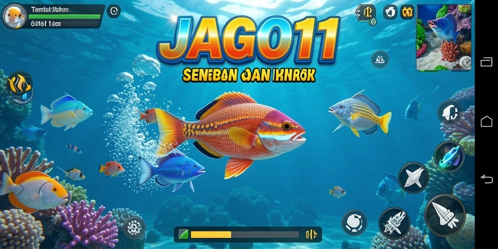 Tampilan menarik dari gameplay JAGO11 dengan aksi tembak ikan.