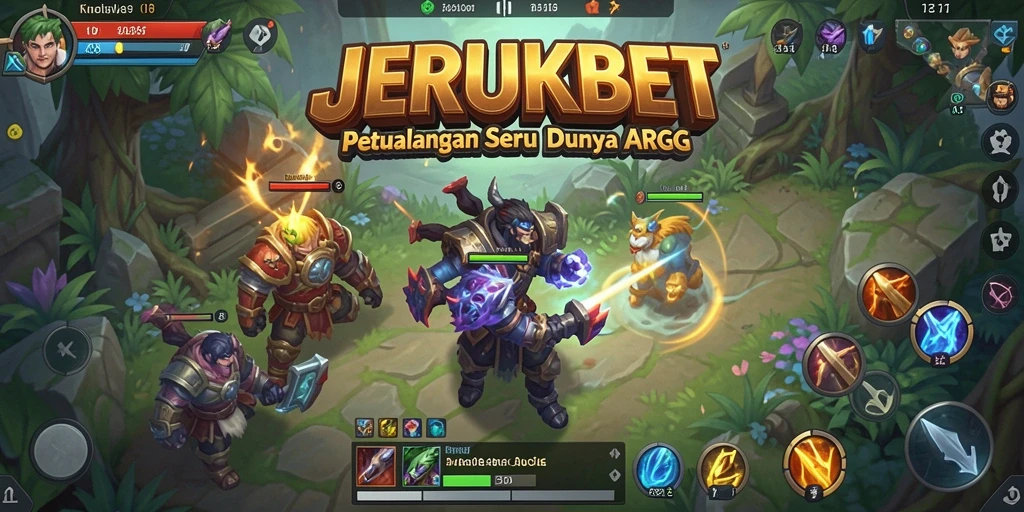 Gameplay seru JERUKBET dengan aksi pertarungan yang mendebarkan.