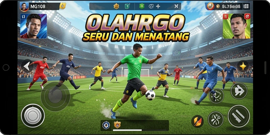 Screenshot gameplay MG108 menunjukkan aksi olahraga yang mendebarkan.