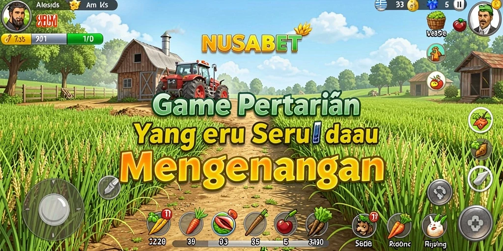 Gameplay seru bertani di NUSABET dengan berbagai tanaman.