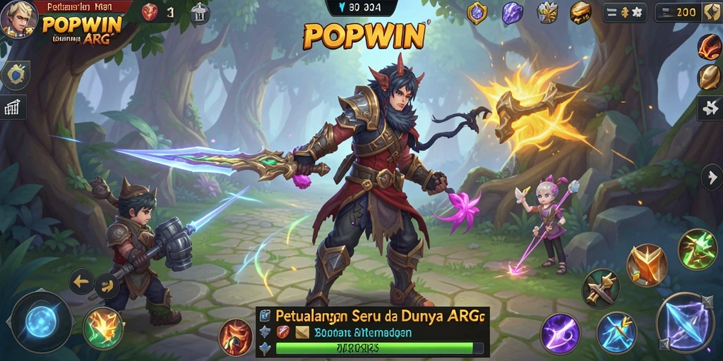 Tangkapan layar gameplay POPWIN menampilkan pertarungan epik dalam dunia ARPG.