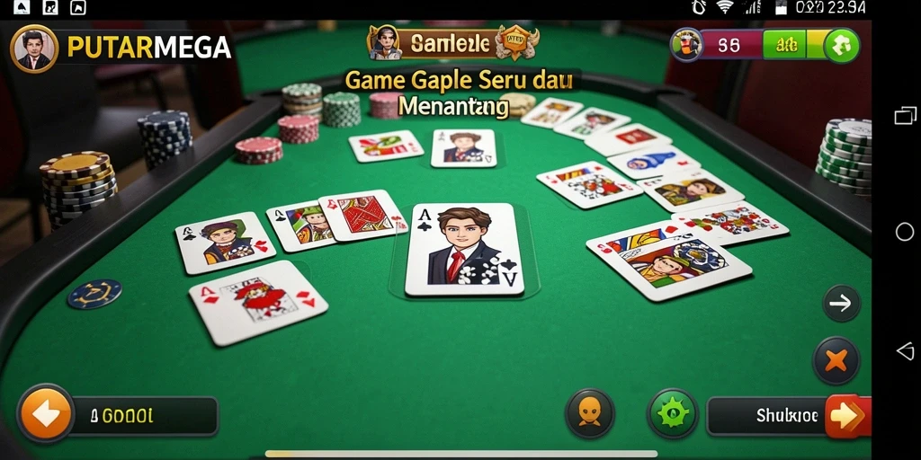 Screenshot utama PUTARMEGA menunjukkan serunya gameplay Gaple.
