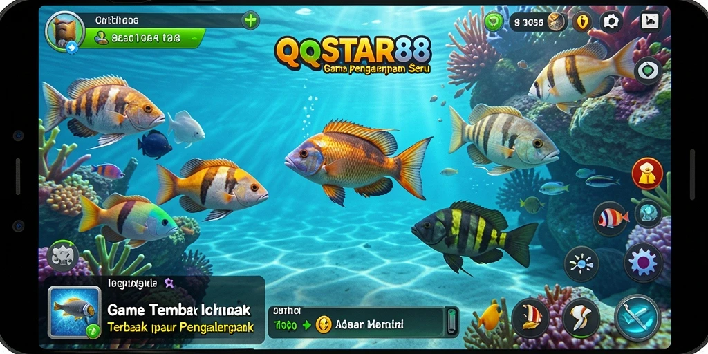 Tangkapan layar gameplay QQSTAR88 menampilkan aksi seru menembak ikan.