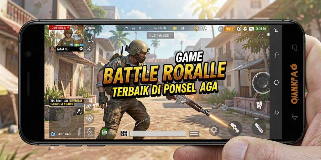 Tampilan aksi mendebarkan dalam gameplay Battle Royale QUARKPLAY.