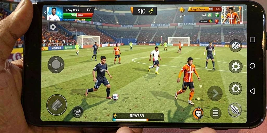 Tampilan gameplay mengesankan dalam game sepak bola RP6789.