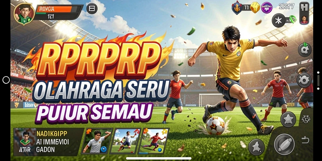 Screenshot utama RPRPRP menggambarkan aksi seru dalam pertandingan olahraga.