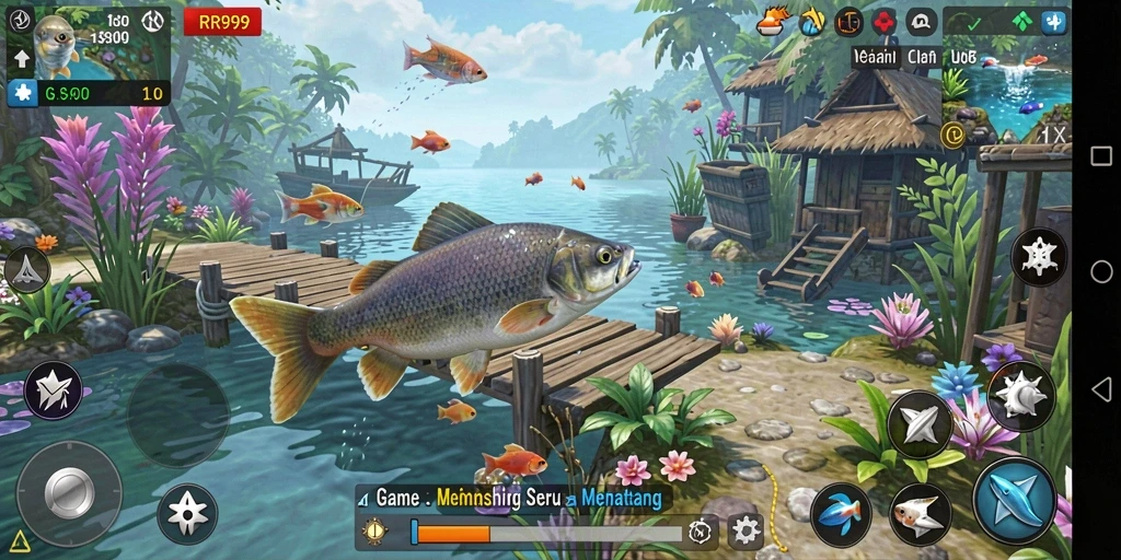 Tampilan gameplay RR999 yang menampilkan pengalaman memancing yang seru.