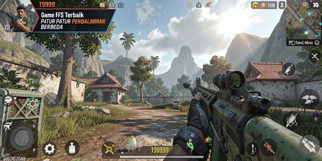 Screenshot T9999 menampilkan aksi seru dalam game FPS.