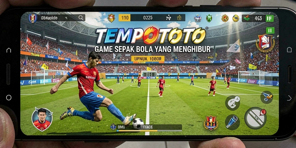 Tampilan gameplay mendebarkan di lapangan sepak bola TEMPOTOTO.
